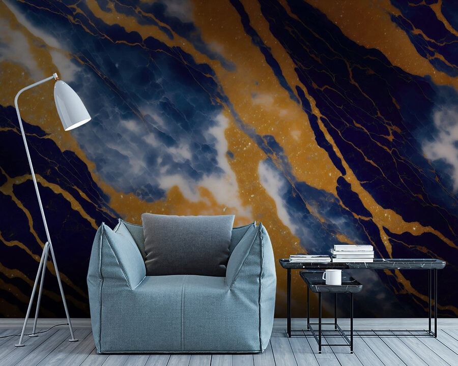 Wall murals Beautiful blue and orange patterns. - Image 3
