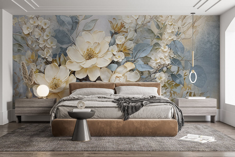 Painting of flowers and leaves