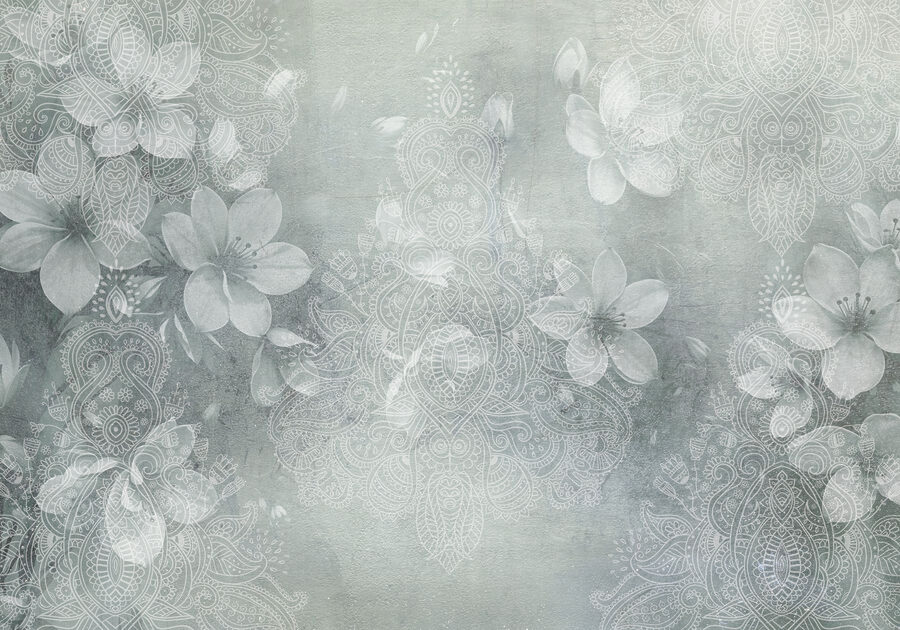 White flowers on a grey background