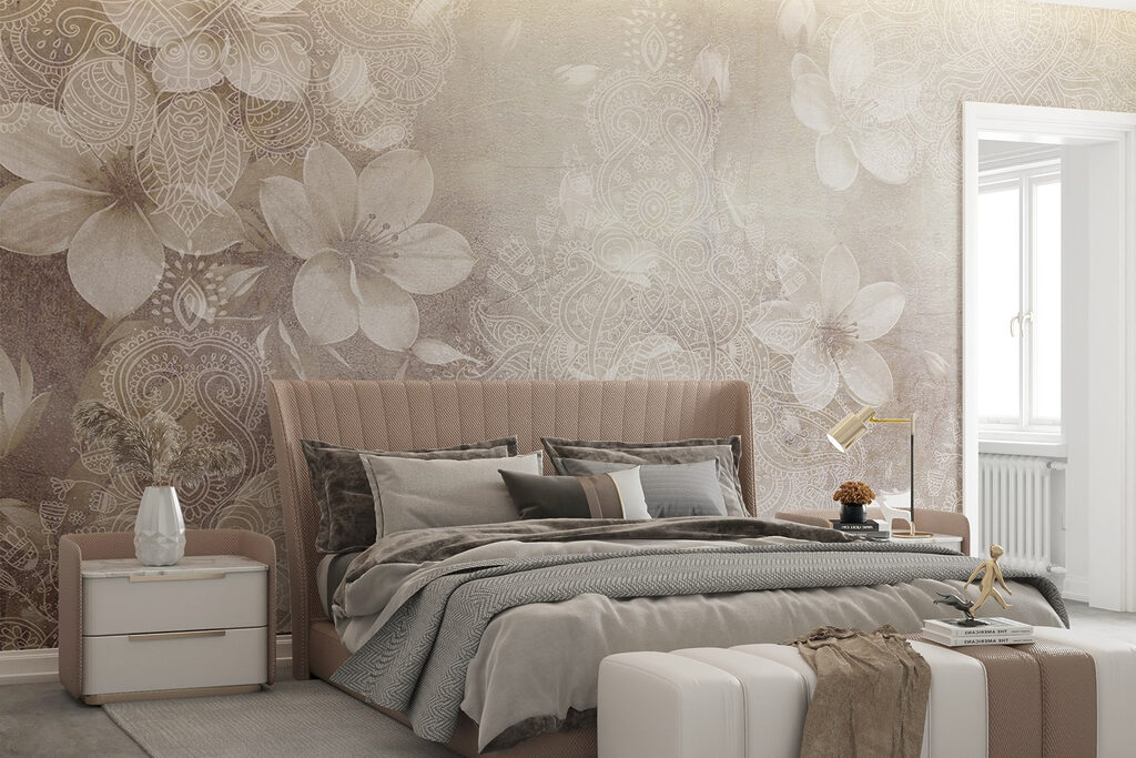 White flowers on a grey background