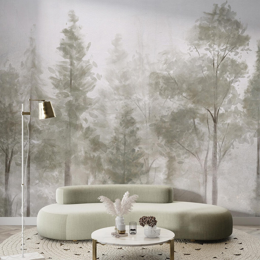 Group of trees in fog Group of trees in fog