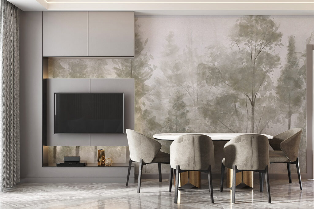 Group of trees in fog Group of trees in fog