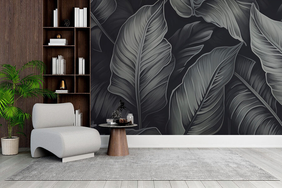 Wall murals Textured leaves on a dark background - Image 2