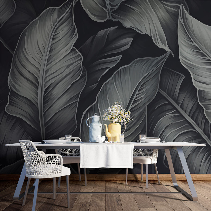 Wall murals Textured leaves on a dark background - Image 3