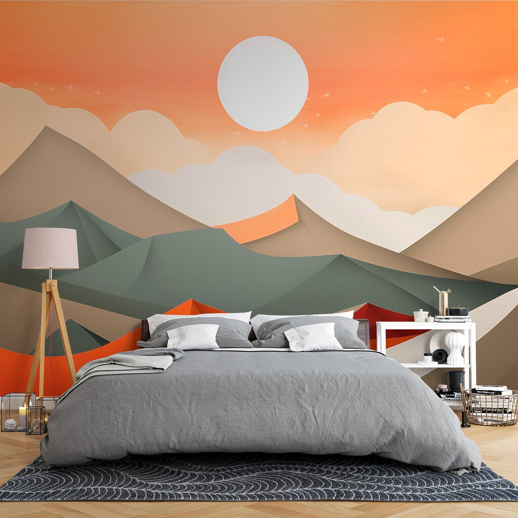 Mountain range with orange and grey hills Mountain range with orange and grey hills