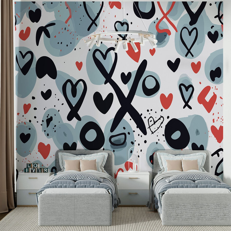 Wall murals Pattern of hearts and symbols - Image 3
