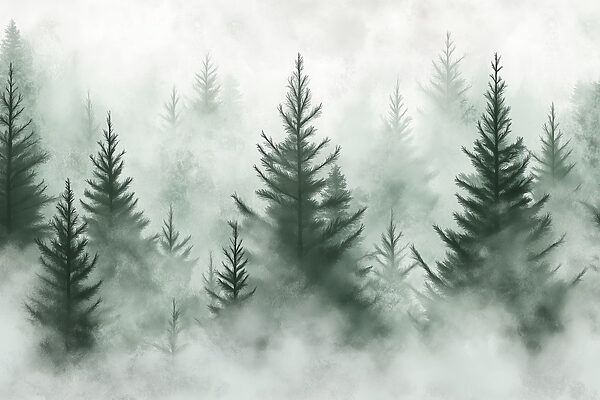 Group of trees in the fog Group of trees in the fog