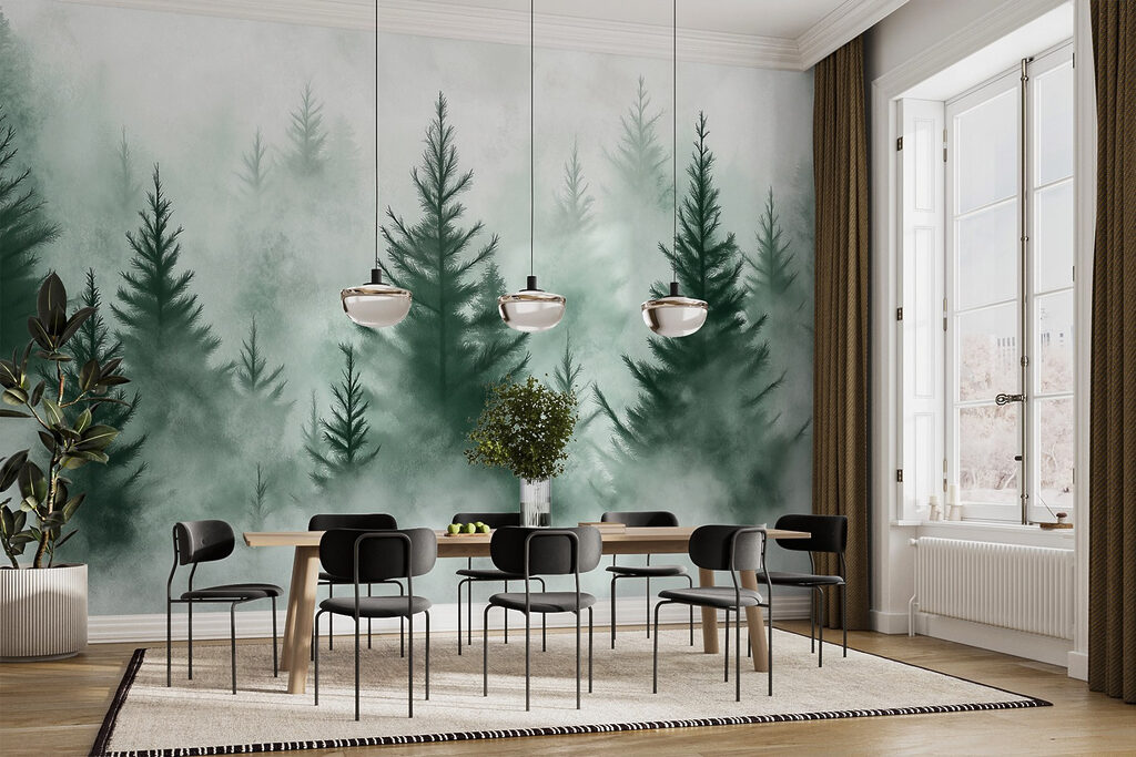 Group of trees in the fog Group of trees in the fog