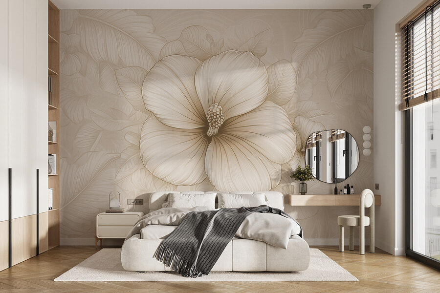 Wall murals Soft blooms on a delicate background