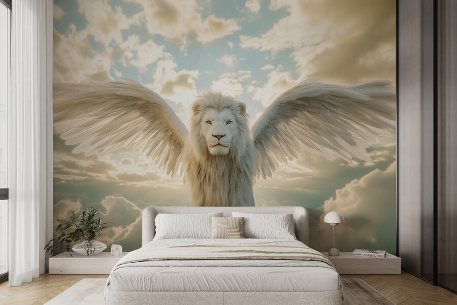 Lion with wings in the sky