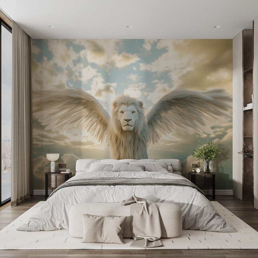 Lion with wings in the sky