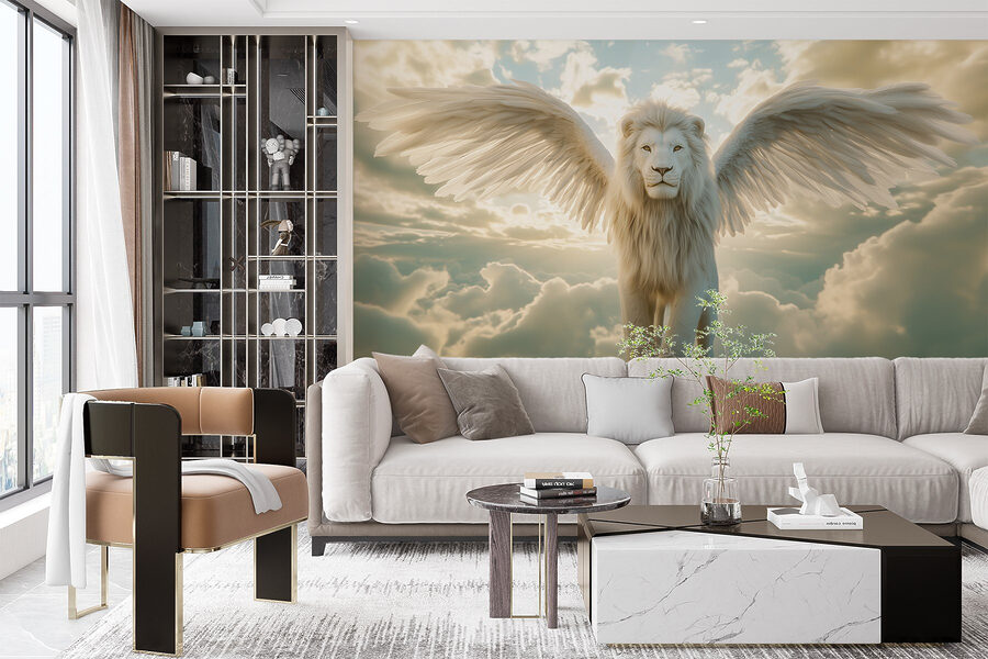 Lion with wings in the sky