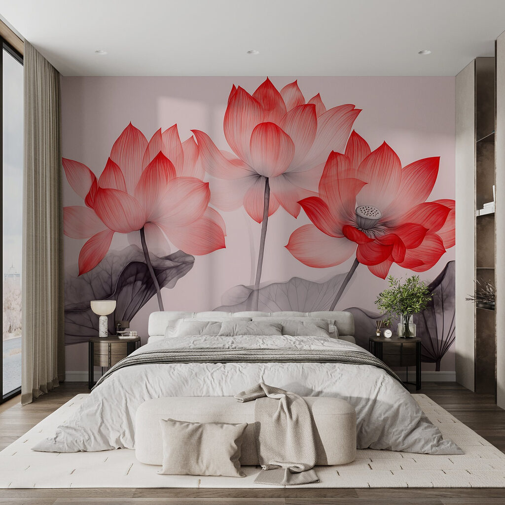 Group of pink flowers with leaves