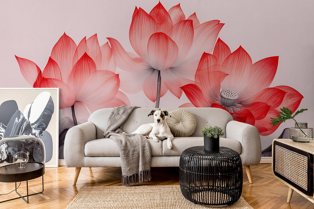 Group of pink flowers with leaves