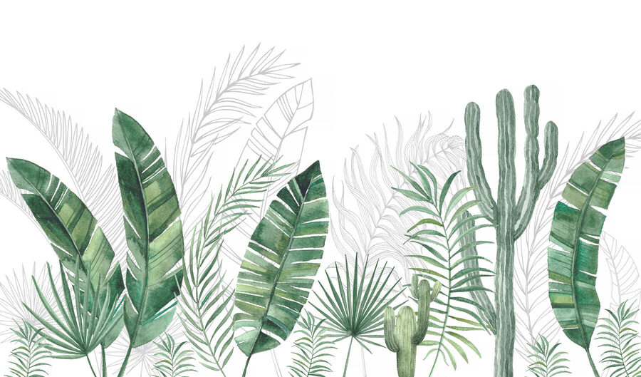 Wall murals Group of green leaves and cactuses - Image 4