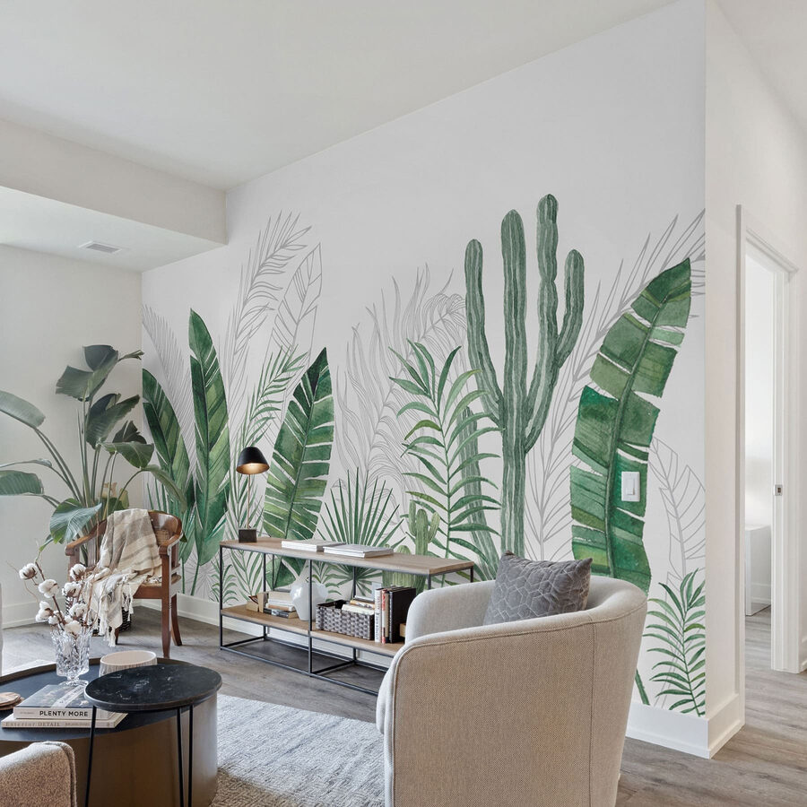 Wall murals Group of green leaves and cactuses - Image 2