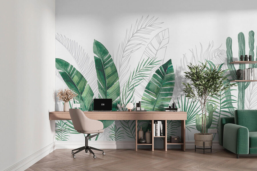 Wall murals Group of green leaves and cactuses - Image 3