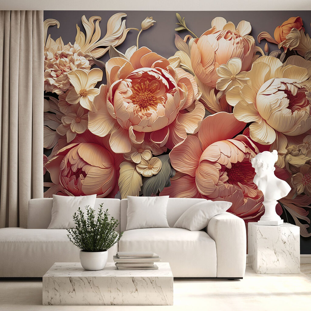 Group of flowers on a gray background