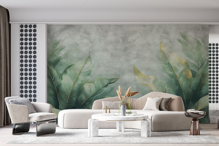Serene green leaf arrangement backdrop
