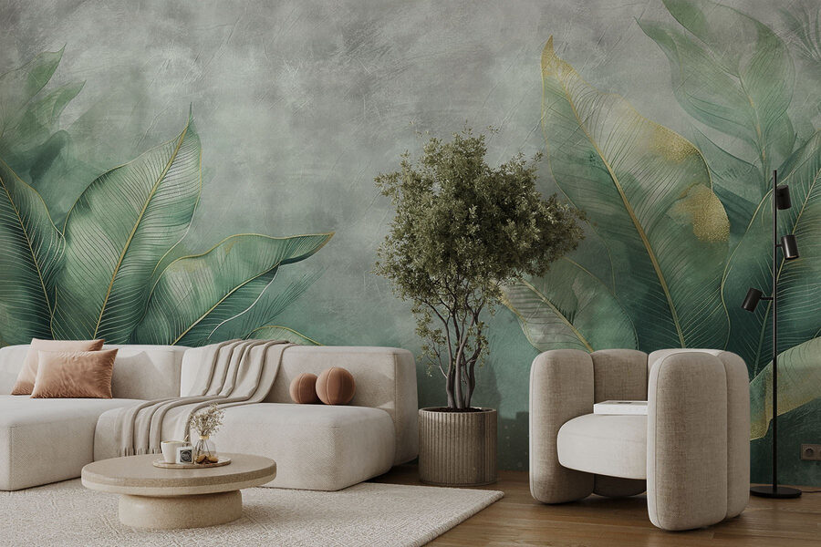 Serene green leaf arrangement backdrop