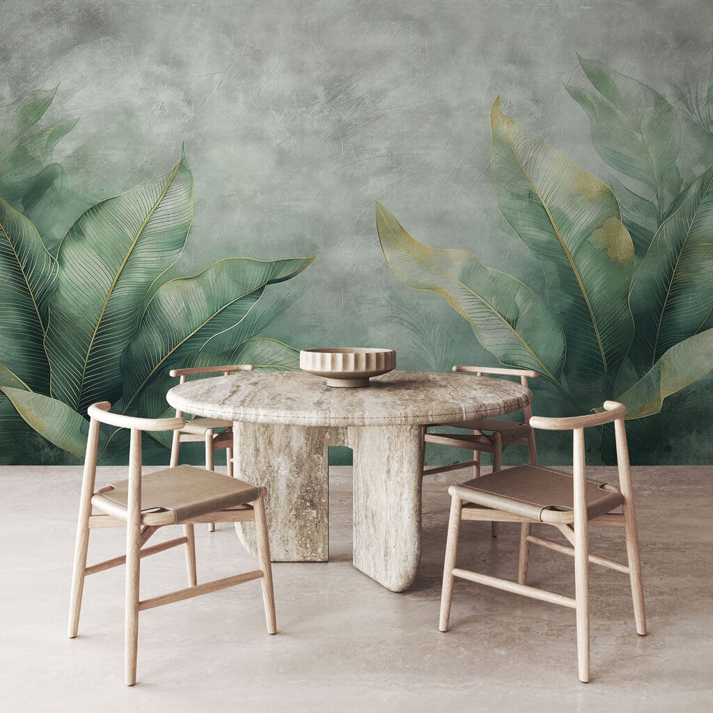 Serene green leaf arrangement backdrop