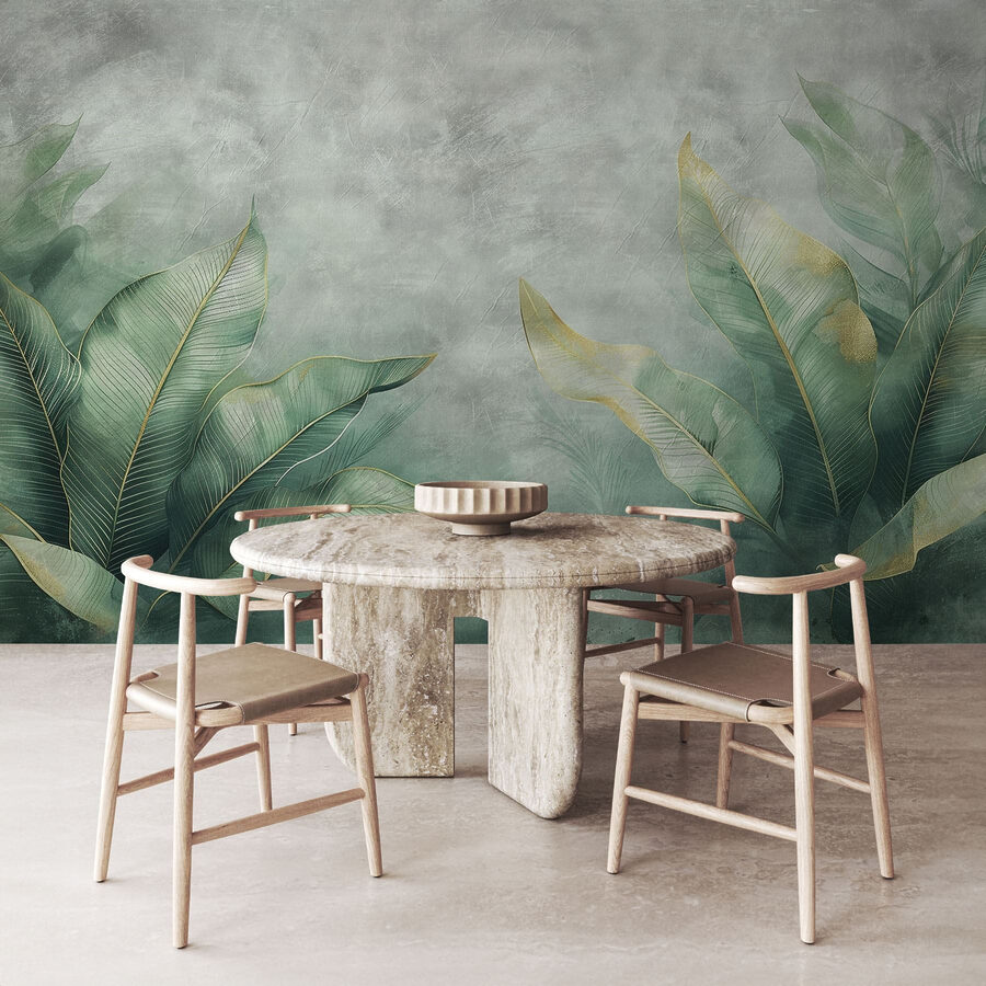 Serene green leaf arrangement backdrop