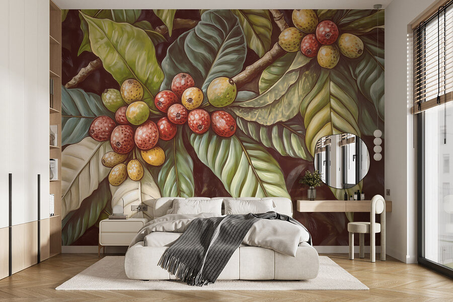 Lush leaves with vibrant fruit clusters
