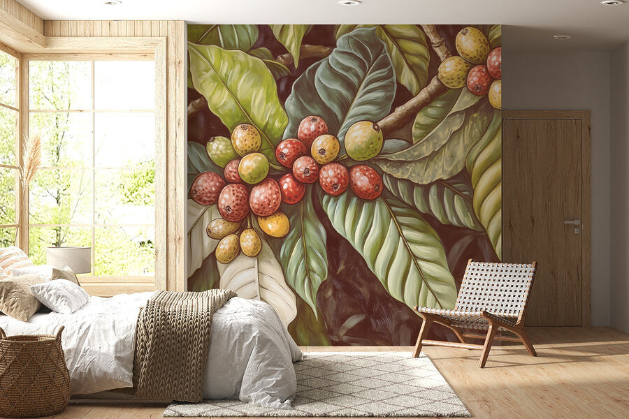Lush leaves with vibrant fruit clusters