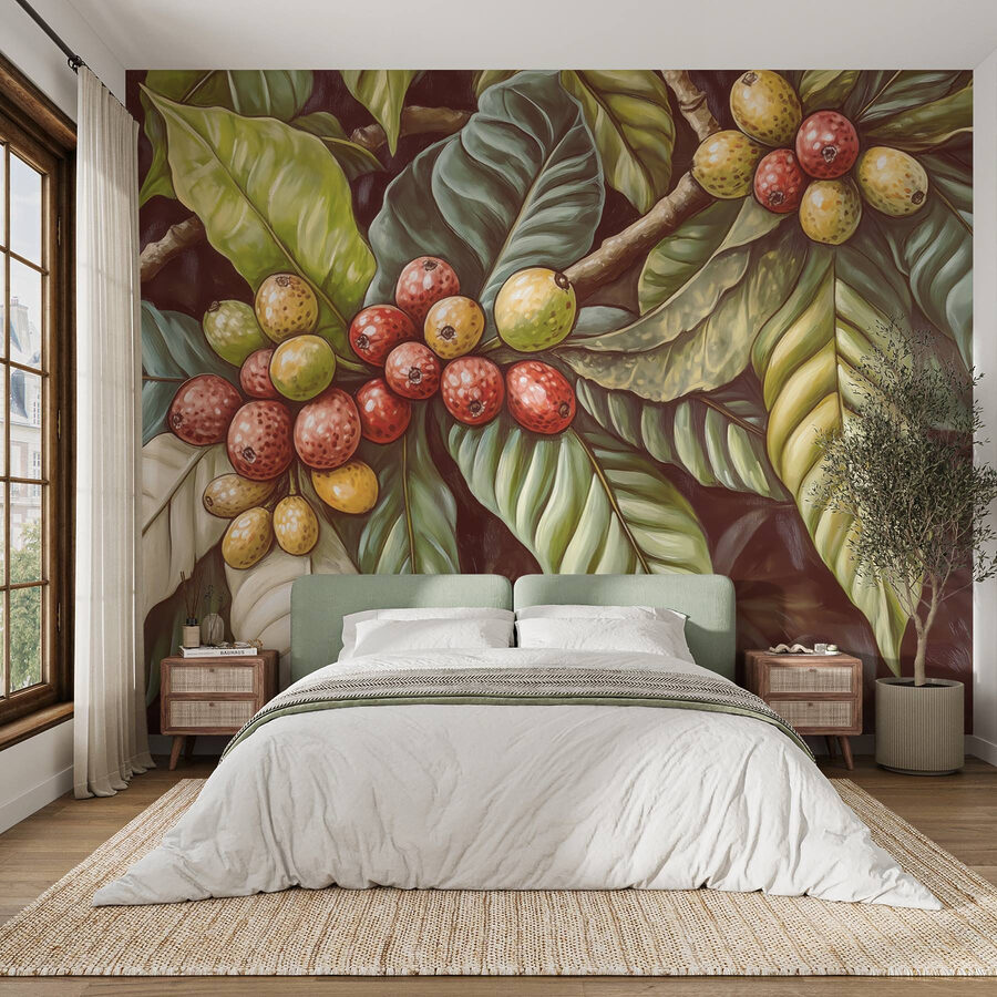 Lush leaves with vibrant fruit clusters