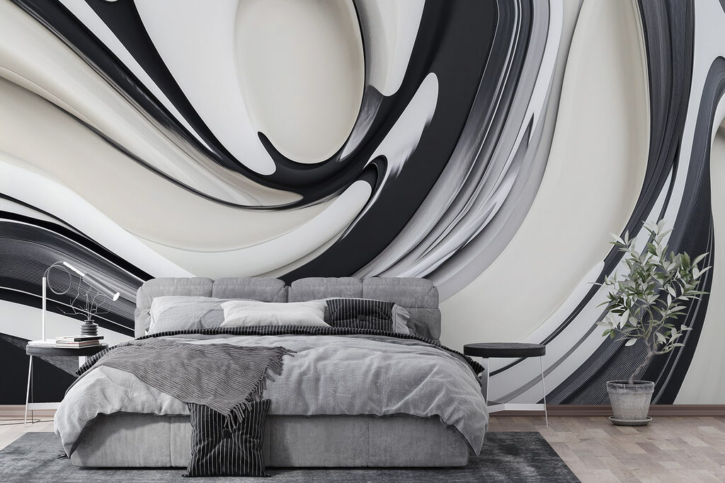 Black and white swirly design