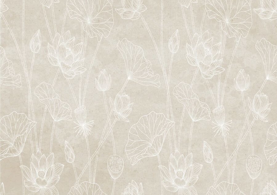 White line drawing of flowers