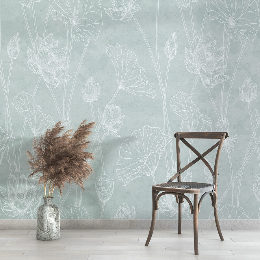 Pattern of flowers on a blue background
