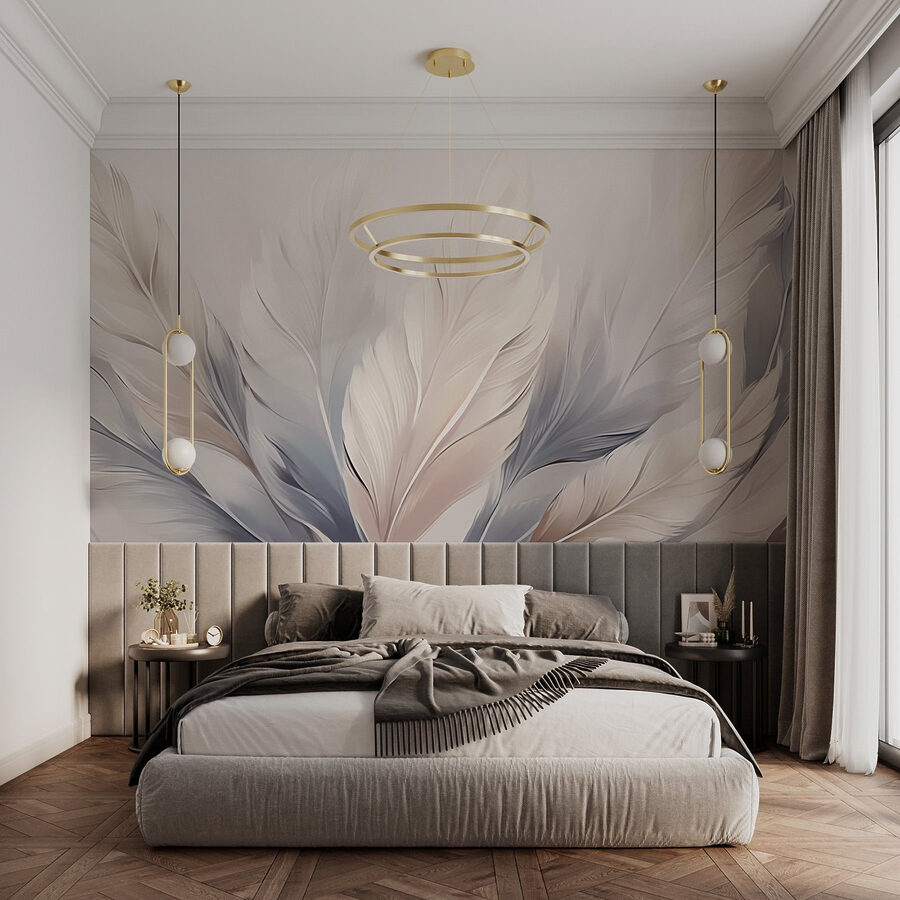 Wall murals Group of white and grey feathers - Image 2