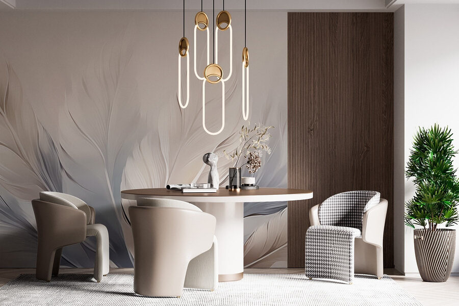 Wall murals Group of white and grey feathers - Image 3