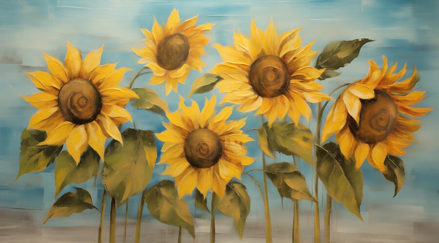 Wall murals Painting of sunflowers on a wall - Image 4