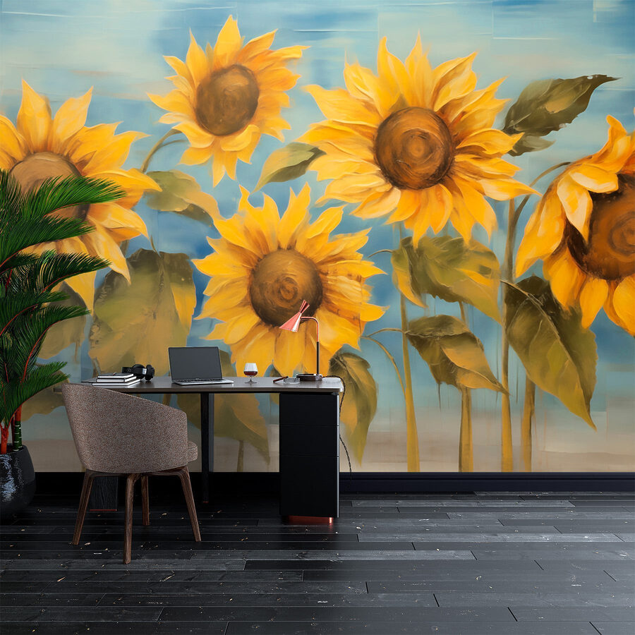 Wall murals Painting of sunflowers on a wall - Image 3
