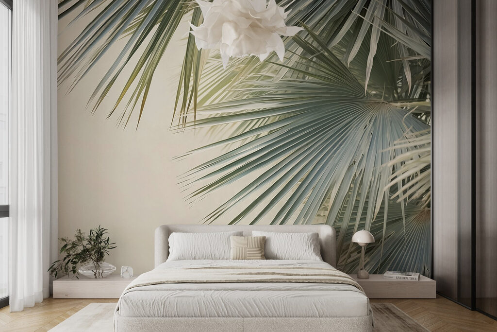 Delicate palm fronds gently swaying Delicate palm fronds gently swaying