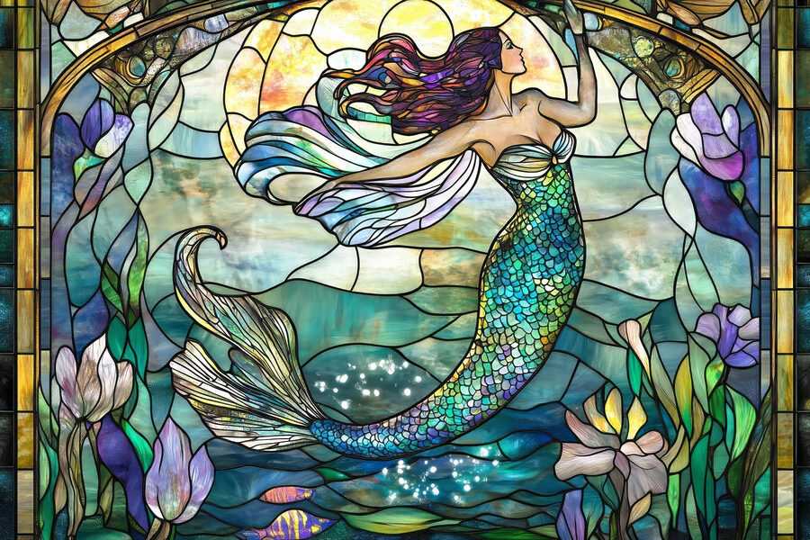 Wall murals Stained glass window with a mermaid - Image 6