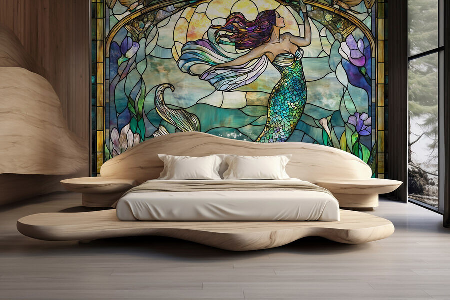 Wall murals Stained glass window with a mermaid - Image 3