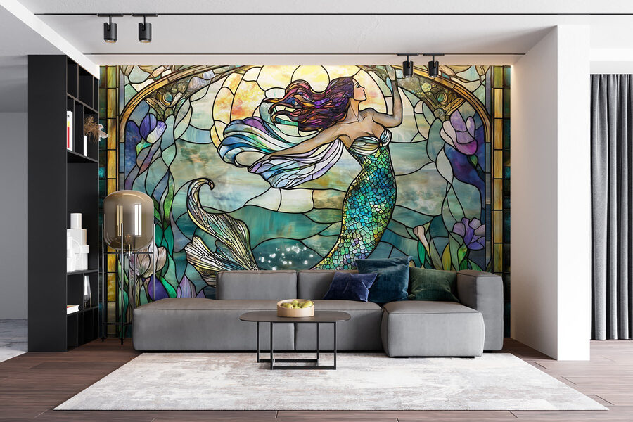 Wall murals Stained glass window with a mermaid - Image 4