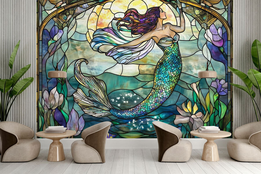 Wall murals Stained glass window with a mermaid - Image 5