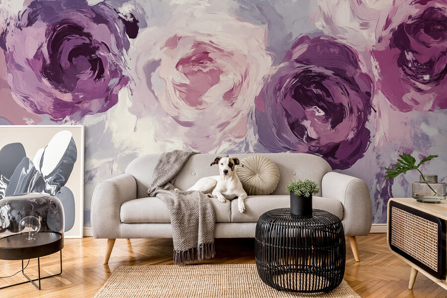 Painting of flowers on a surface
