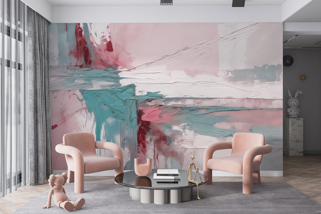 Painting of a pink and blue color