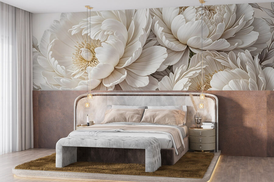 Wall murals Group of white flowers