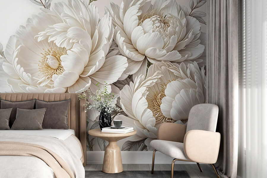 Wall murals Group of white flowers - Image 3
