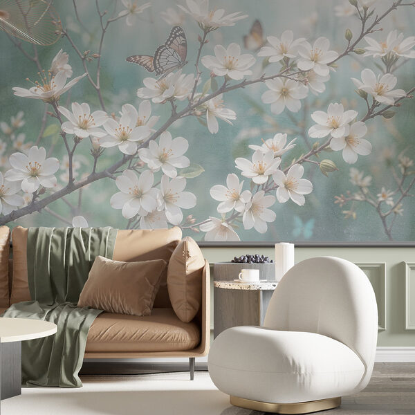 Butterfly on a white flower