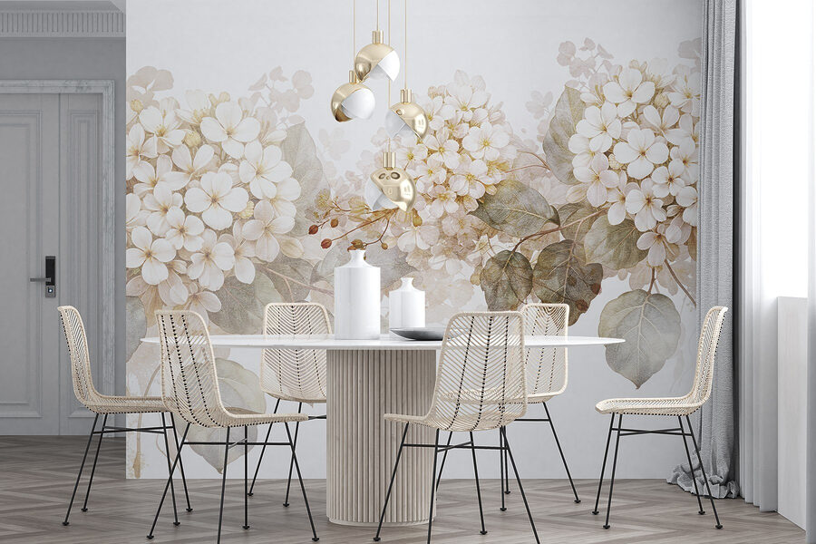 Delicate blooms in soft tones.