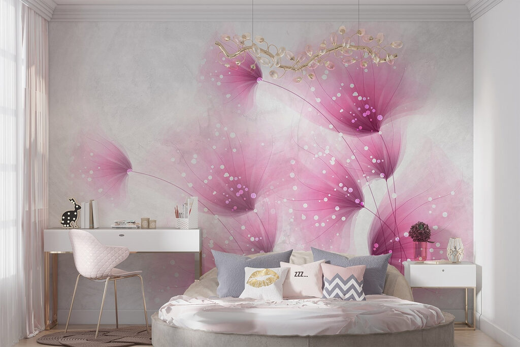Pink flowers with white dots