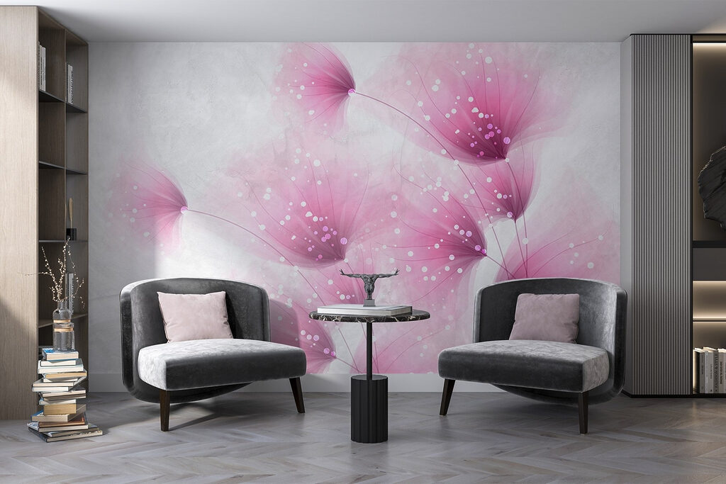 Pink flowers with white dots