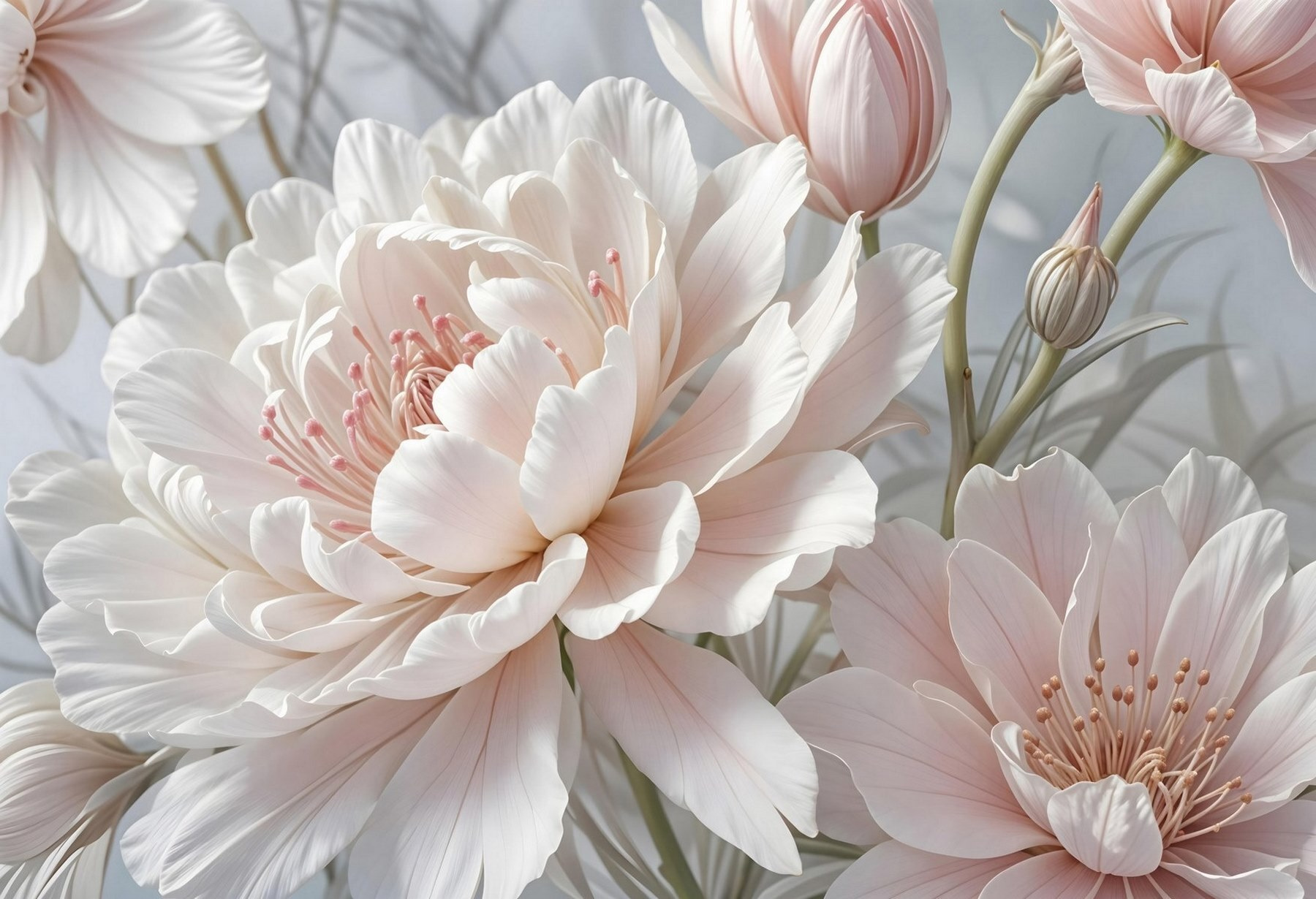 Delicate blooms in soft hues Delicate blooms in soft hues